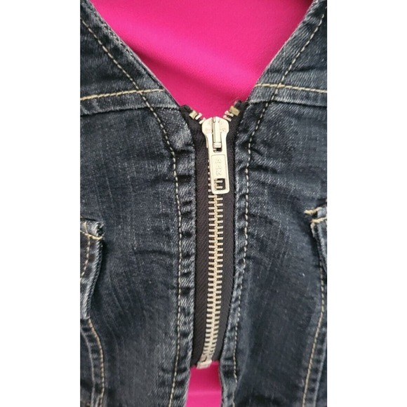 Oh Yes Jeans Denim Partial Zip Vest Retro Womens Sz M Sgt Peppers Style - Picture 7 of 9
